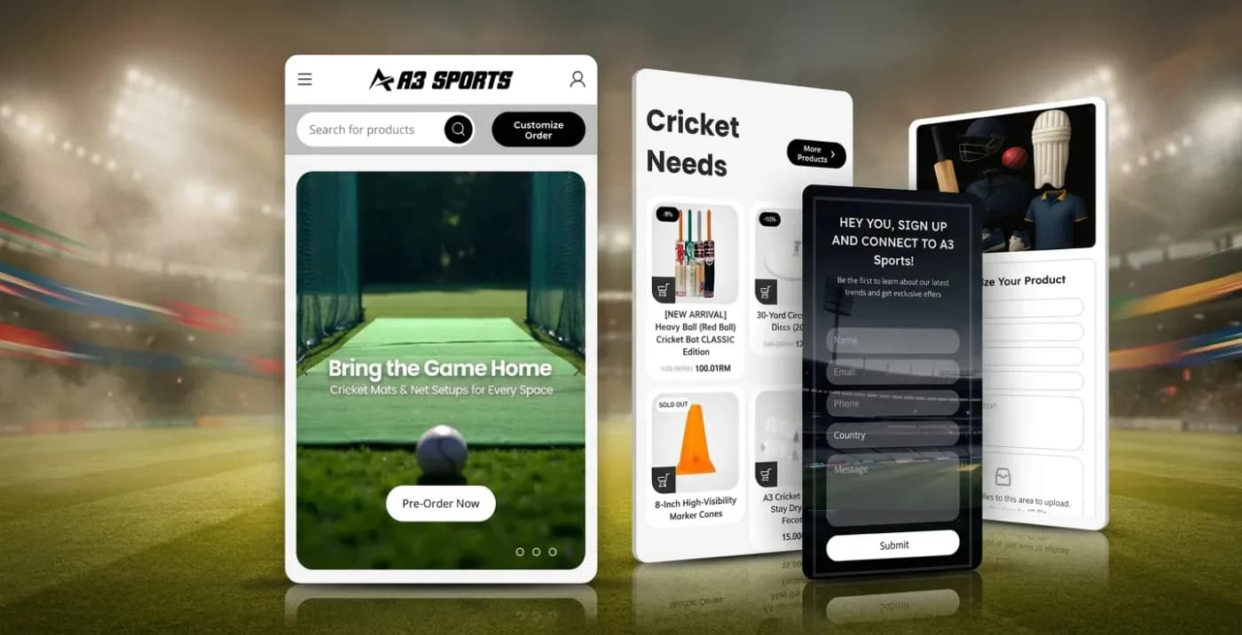 A3 Sports – Cricket E-Commerce Mobile App